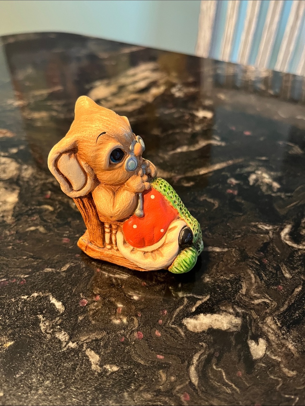 Woodlander Nannette knitting stoneware Figurine 1970s Mereside, England